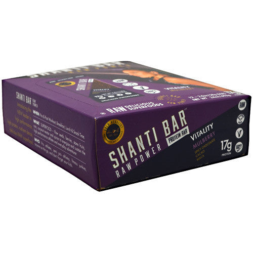 Shanti Bar Raw Power Protein Bar - Vitality Mulberry - 12 Bars - 857618004223
