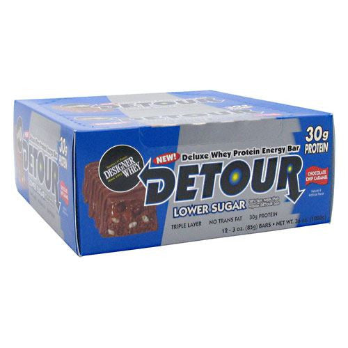 Forward Foods Detour Low Sugar Deluxe Whey Protein Energy Bar - Chocolate Chip Caramel - 12 Bars - 733913008787